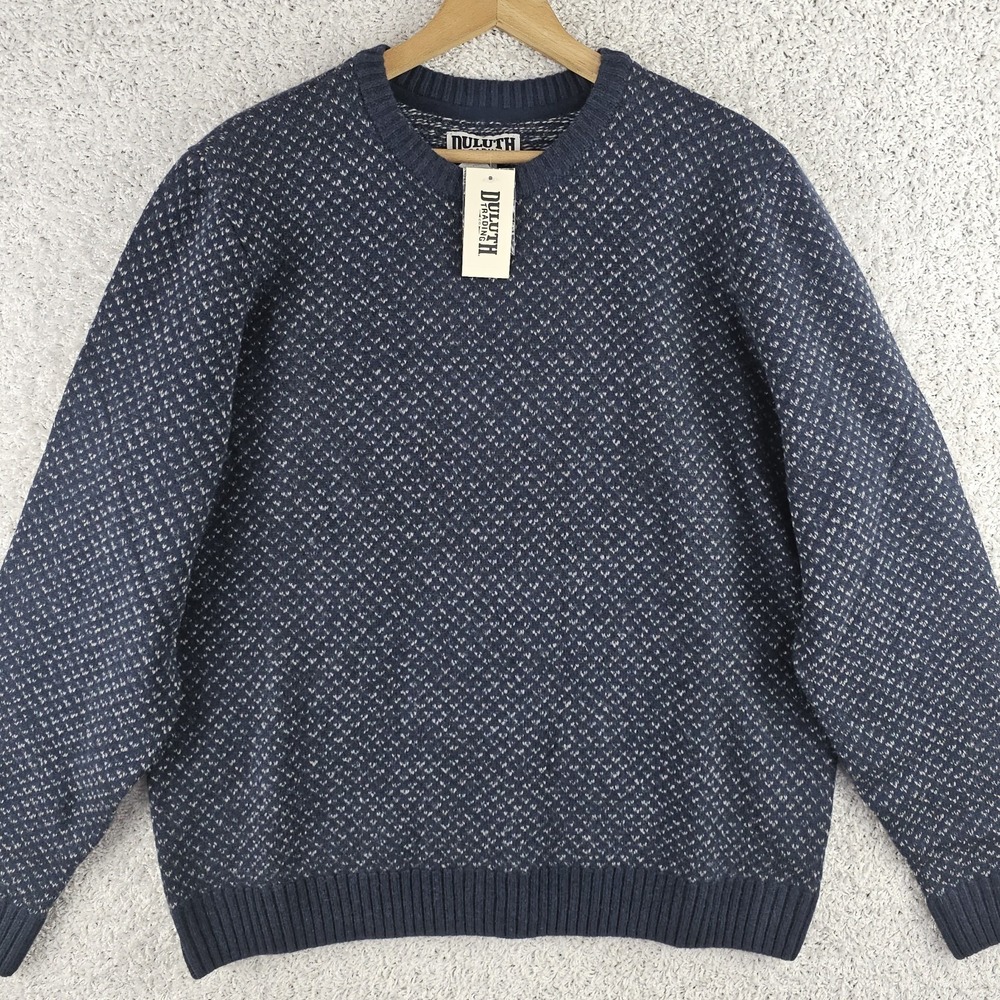 Duluth Trading Birdseye Lambswool‎ Wool Blend Navy Sweater Men's Large NWT NEW